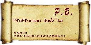 Pfefferman Beáta névjegykártya